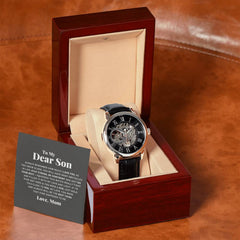 To My Dear Son Always Remember I Love You – Openwork Skeleton Watch
