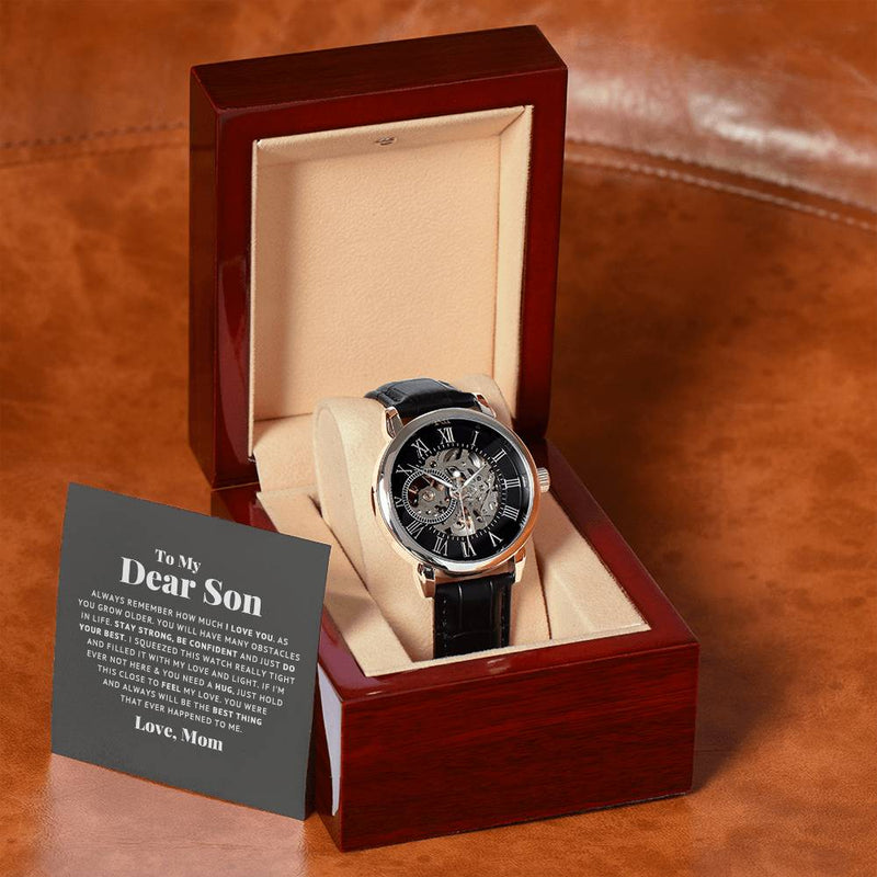 To My Dear Son Always Remember I Love You – Openwork Skeleton Watch