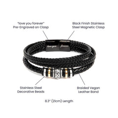 Love You Forever Will Never Lose (To My Grandson) - Leather Bracelet