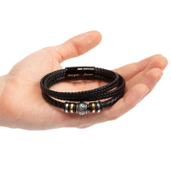 Never Forget Love You Forever (To My Grandson) - Leather Bracelet