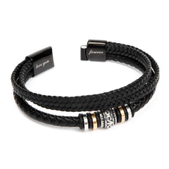 Never Forget Love You Forever (To My Grandson) - Leather Bracelet