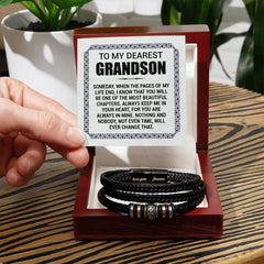 Pages of My Life Love You Forever (To My Grandson) - Leather Bracelet
