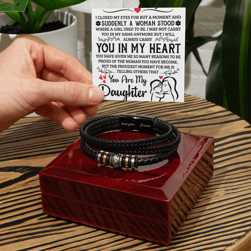 You Are My Daughter (Always in my Heart) - Leather Bracelet