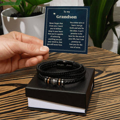 Last Forever Love You Forever (To My Grandson) - Leather Bracelet