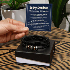 Love You Forever Will Never Lose (To My Grandson) - Leather Bracelet