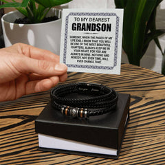 Pages of My Life Love You Forever (To My Grandson) - Leather Bracelet