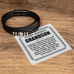 Pages of My Life Love You Forever (To My Grandson) - Leather Bracelet