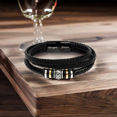 Love You Forever Will Never Lose (To My Grandson) - Leather Bracelet