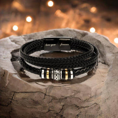 Last Forever Love You Forever (To My Grandson) - Leather Bracelet