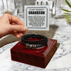 Pages of My Life Love You Forever (To My Grandson) - Leather Bracelet