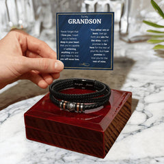 Last Forever Love You Forever (To My Grandson) - Leather Bracelet