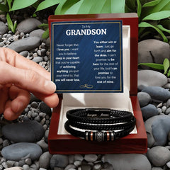 Last Forever Love You Forever (To My Grandson) - Leather Bracelet