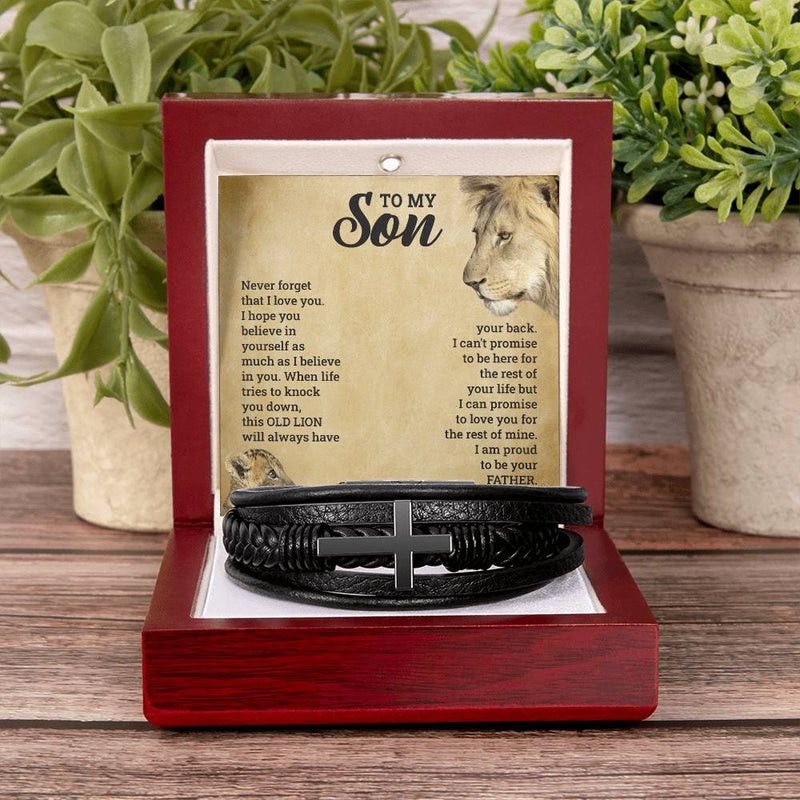 To My Son - Leather Cross Bracelet