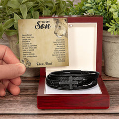 To My Son - Leather Cross Bracelet