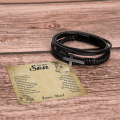 To My Son - Leather Cross Bracelet