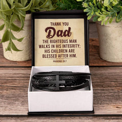 Proverbs 20:7 - Leather Cross Bracelet