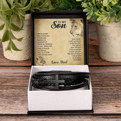 To My Son - Leather Cross Bracelet