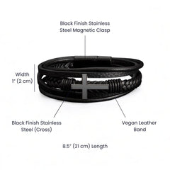 Proverbs 20:7 - Leather Cross Bracelet