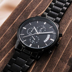 To My Soulmate Turn Back the Clock (Charcoal Black) – Men's Watch