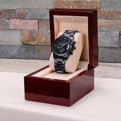 A Son's First Hero - Black Chronograph Watch