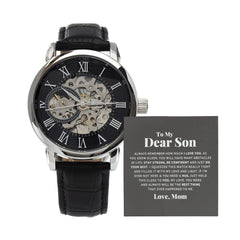 To My Dear Son Always Remember I Love You – Openwork Skeleton Watch