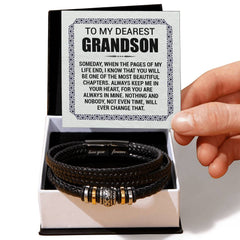 Pages of My Life Love You Forever (To My Grandson) - Leather Bracelet