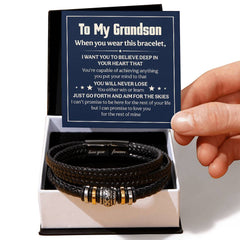Love You Forever Will Never Lose (To My Grandson) - Leather Bracelet