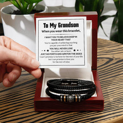 Love You Forever Believe Deep (To My Grandson) - Leather Bracelet