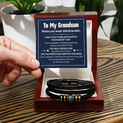 Love You Forever Will Never Lose (To My Grandson) - Leather Bracelet