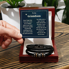 Last Forever Love You Forever (To My Grandson) - Leather Bracelet