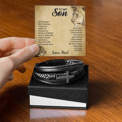 To My Son - Leather Cross Bracelet