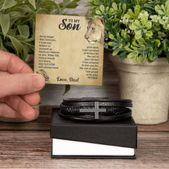 To My Son - Leather Cross Bracelet